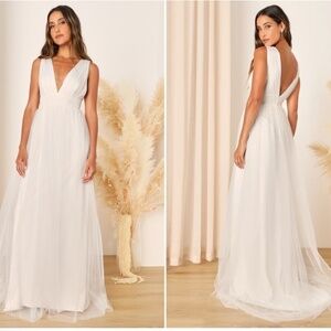 Lulu's Elegant White Maxi Dress